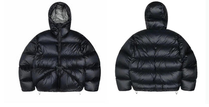 Revised Stussy Color Block White Duck Down Puffer - Hooded Cropped Jacket 