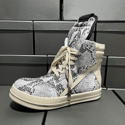 Revised RO Geobasket High-Top - Rick Owens Snake Embossed Leather  