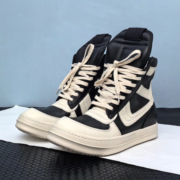 RO Jumbo Lace Geobasket - Rick Owens High-Top Leather Sneakers