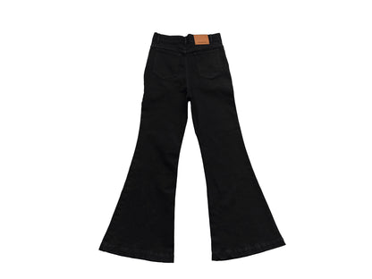 RO Bolan Bootcut Jeans - Rick Owen Brushed Black Stretch Flared Denim