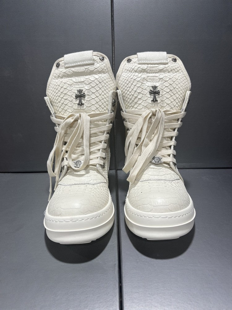 Revised RO Geobasket High-Top - Rick Owens Snake Embossed Leather  Size avaliable 35~48 / White Snake Print Triangle 