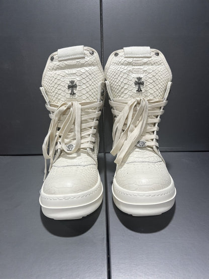 Revised RO Geobasket High-Top - Rick Owens Snake Embossed Leather  Size avaliable 35~48 / White Snake Print Triangle 