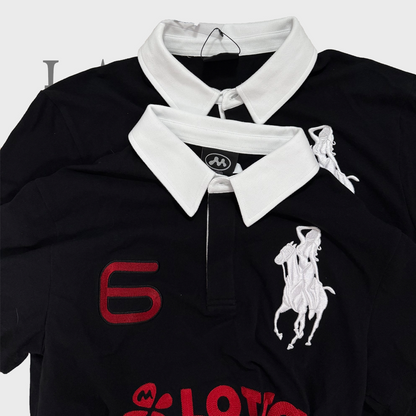 Mowalola ATL Angel Horse Polo - Contrast Collar Slim Embroidered Shirt