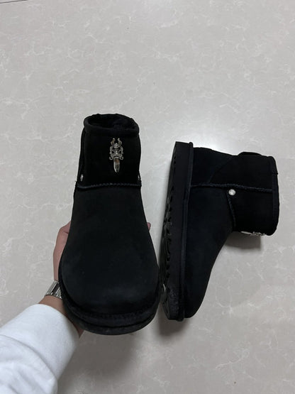 Remake Custom Snow Boots - Sheepskin Mid-Calf with Cross Hardware -  donclickin