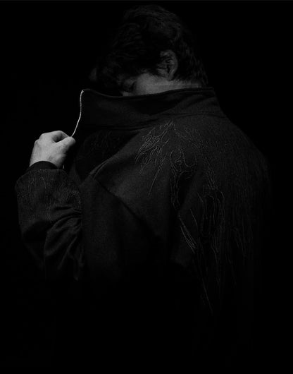 Breathedivinity Heavyweight Embroidered Track Jacket - Stand Collar