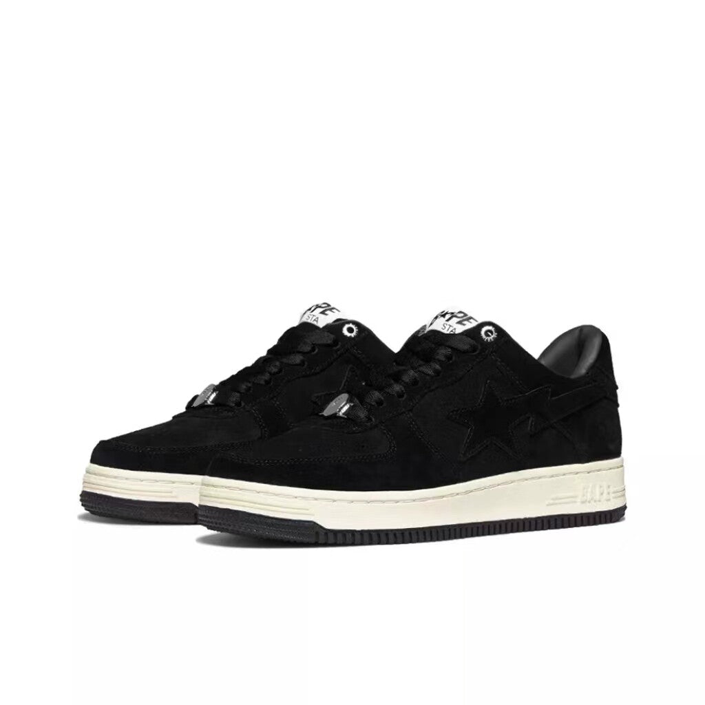 Bape Sta Low Silhouette - Black Patent Leather Skate Sneakers  
