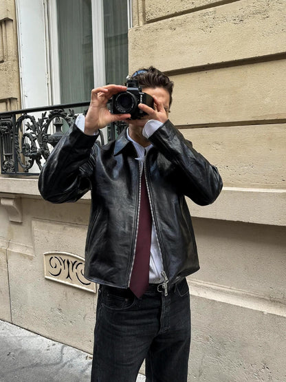 Revised Our Legacy Mini Jacket - Boxy Double-Zip Glossy Cowhide Leather
