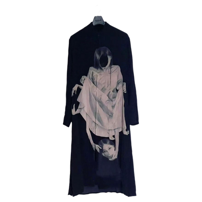 Revised Yohji 20SS Archive - Cradle Drape Printed Long Shirt (Viscose) 