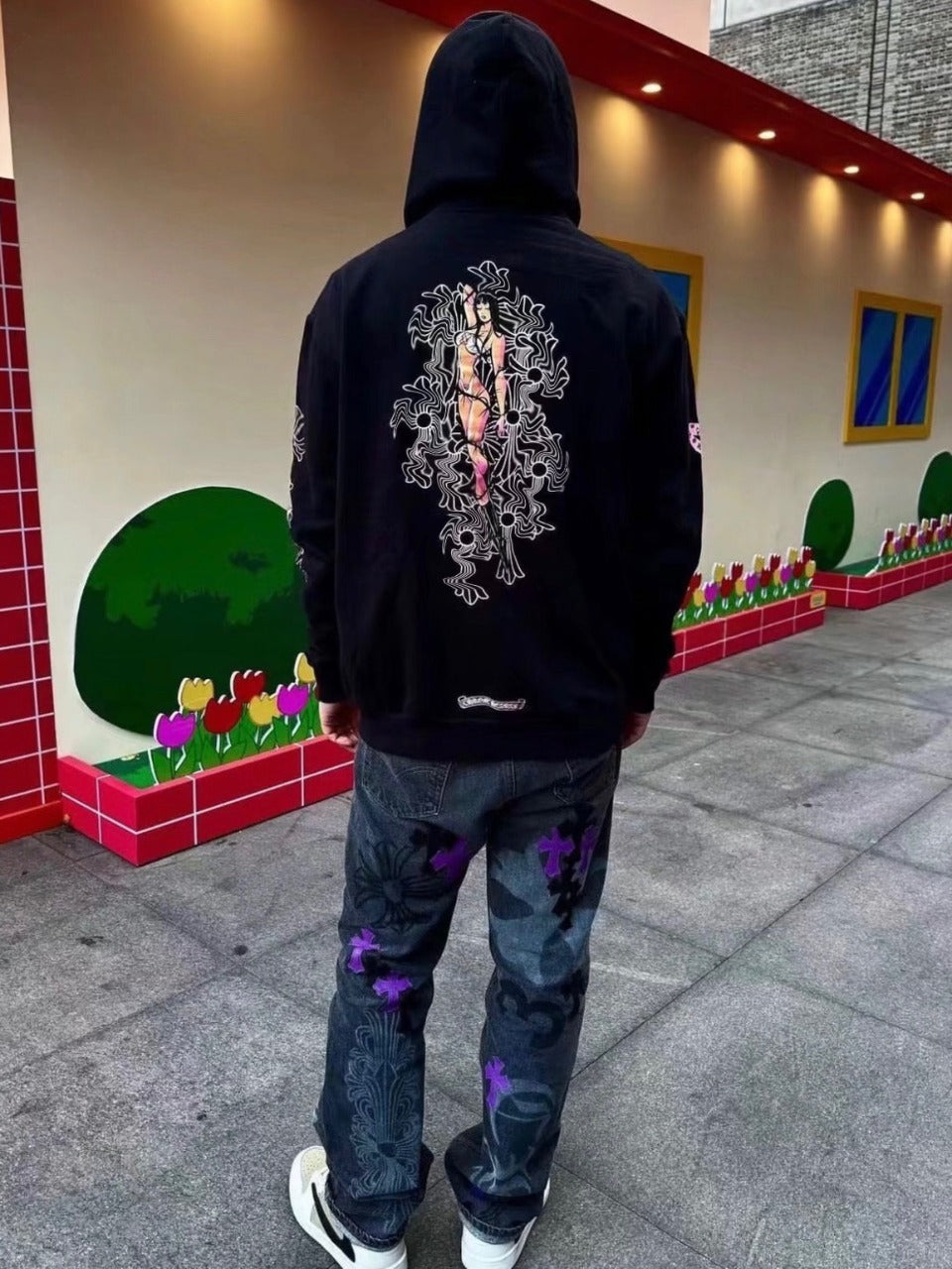 Revised Chrome Deadly Doll Phantom Cross Zip-Up Hoodie - Oversized Gothic - donclickin