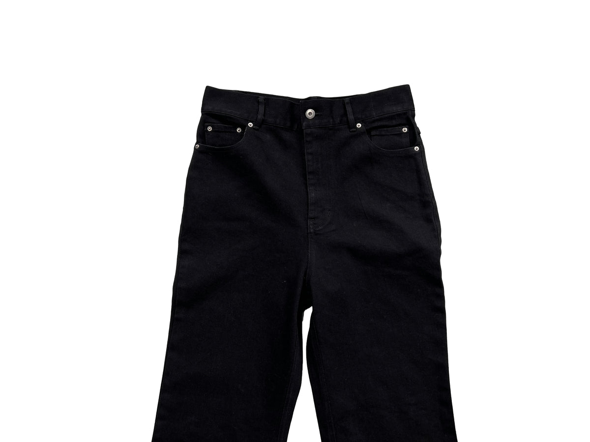 RO Bolan Bootcut Jeans - Rick Owen Brushed Black Stretch Flared Denim