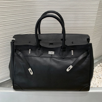 Archive Padlock Weekender - Oversized Lychee Leather Commuter Gym Bag 