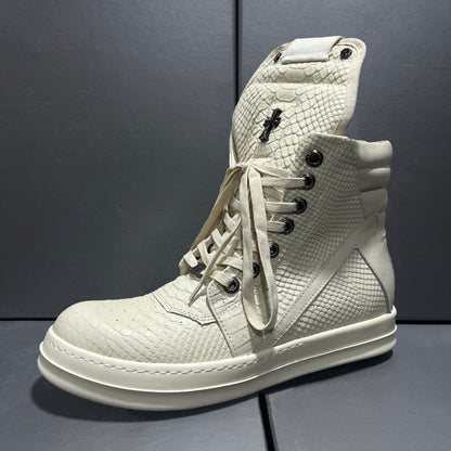 Revised RO Geobasket High-Top - Rick Owens Snake Embossed Leather  Size avaliable 35~48 / All-Off-White Snake Print C