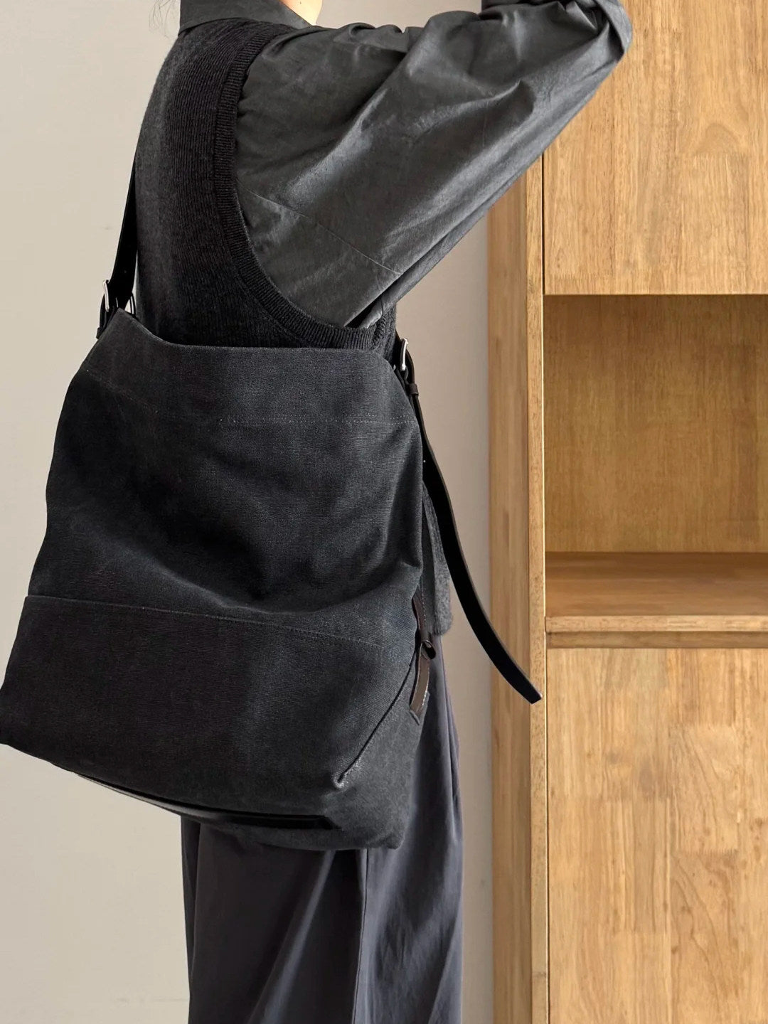 Revised Lemaire Vintage Washed Canvas Hobo Tote - Jennie Shoulder Bag 