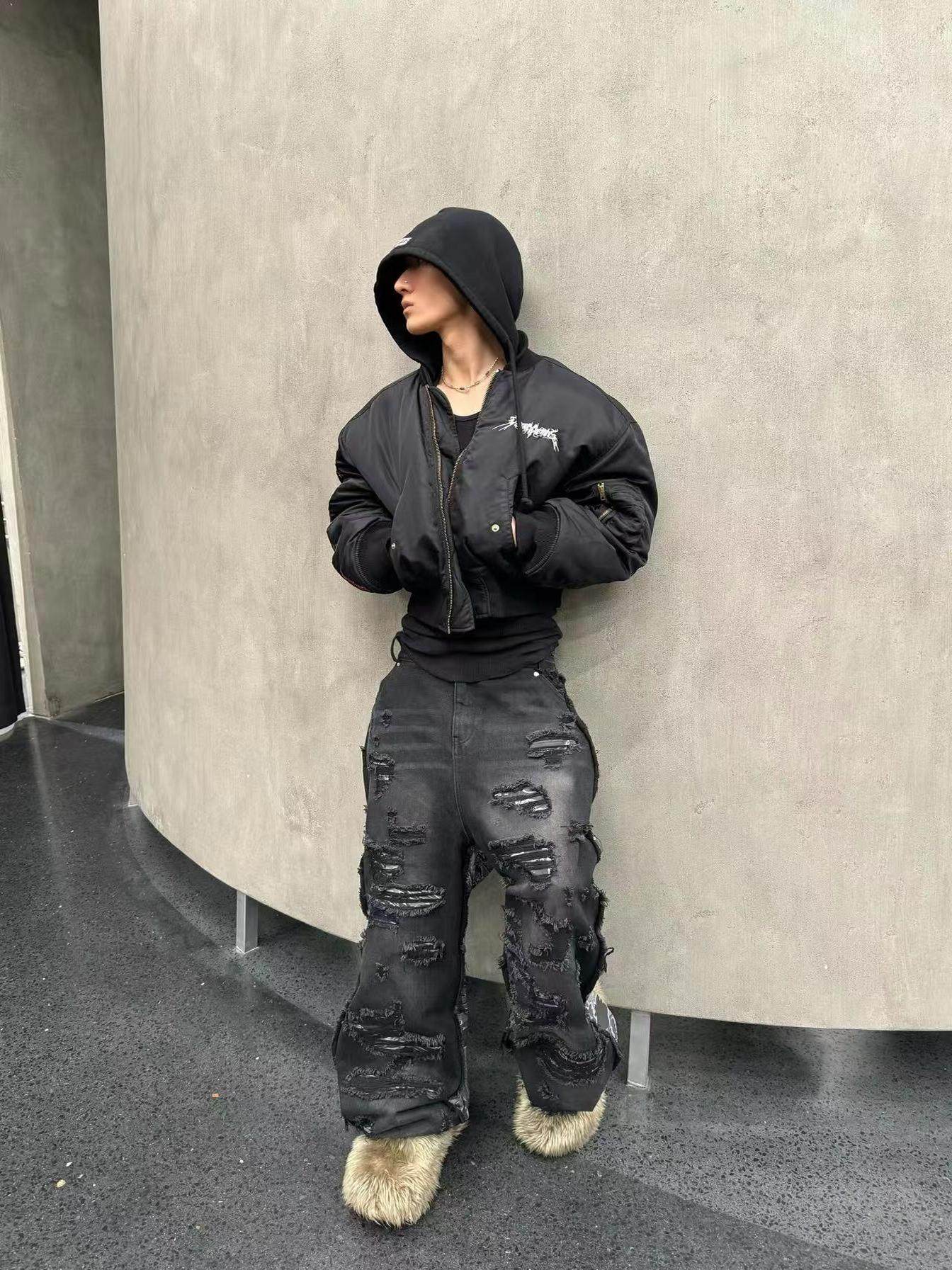 Revised Vetements Pentagram Bomber - Cropped Hooded Jacket  