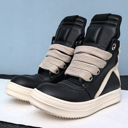 RO Jumbo Lace Geobasket - Rick Owens High-Top Leather Sneakers