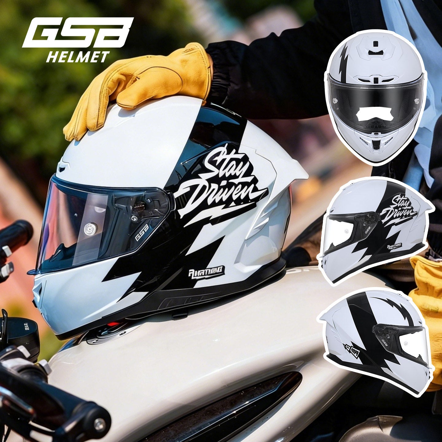 GSB G-361 Full Face Motorcycle Helmet - Urban Racing Aerodynamic Shell -  donclickin