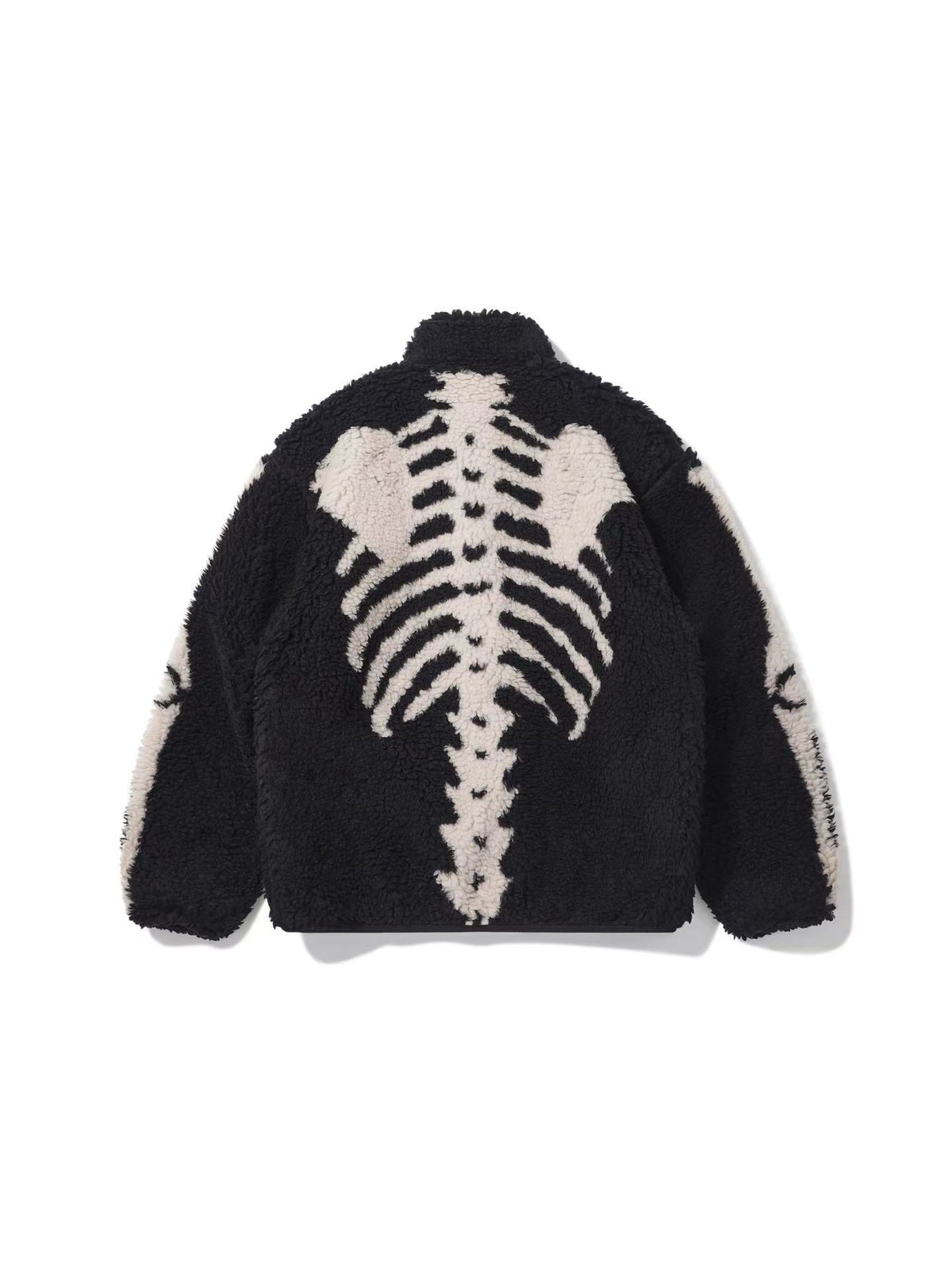Remake Bone Boa Fleece Jacket - KAPITAL Reversible Skeleton Sherpa Zip Coat