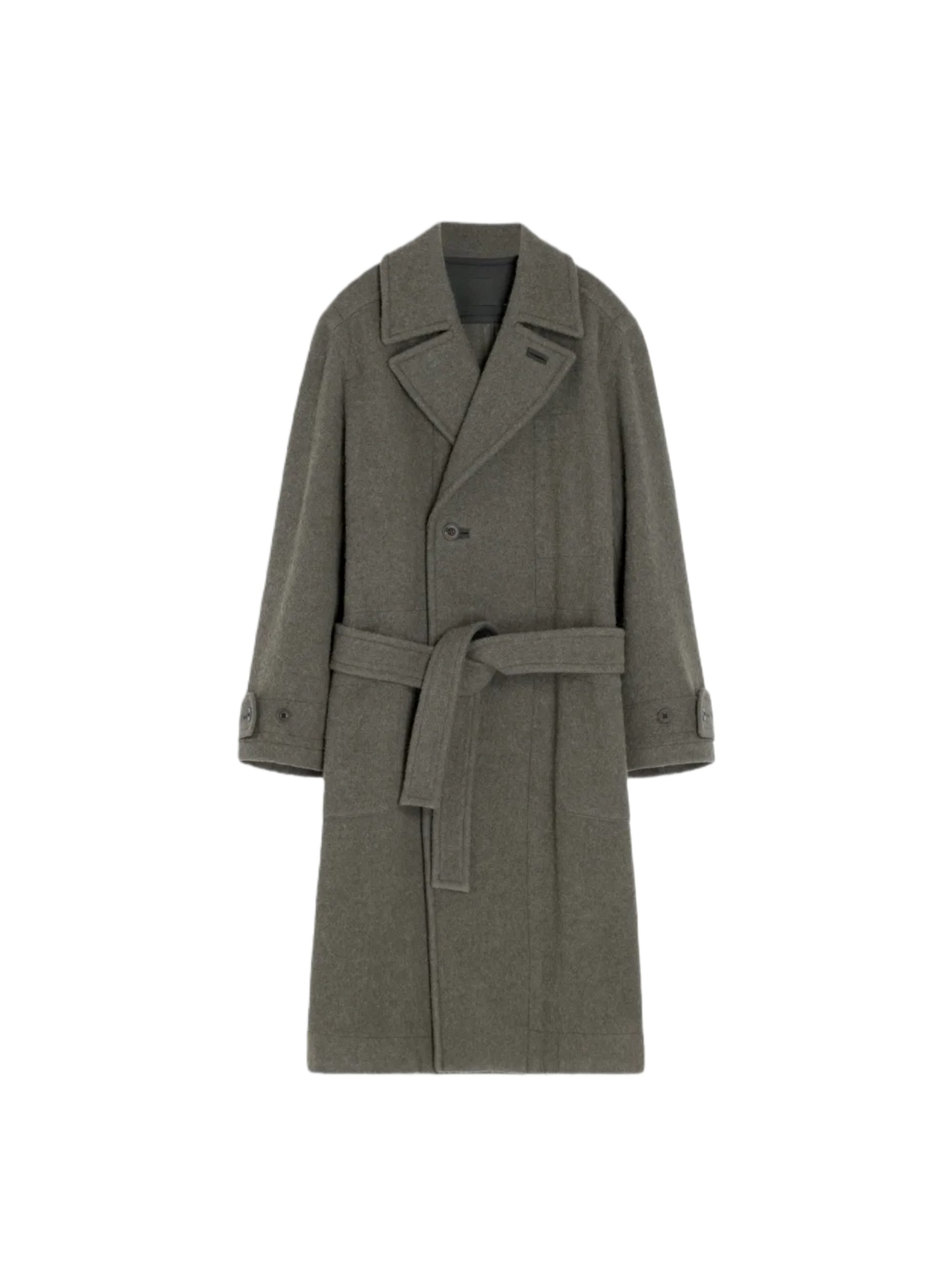 Revised Lemaire Alpaca Wool Blend Coat - Convertible Collar Tie-Belt Overcoat - donclickin
