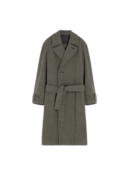 Revised Lemaire Alpaca Wool Blend Coat - Convertible Collar Tie-Belt Overcoat - donclickin