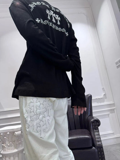 925 Silver Button | Revised Chrome 25SS Waffle Henley Long Sleeve - donclickin