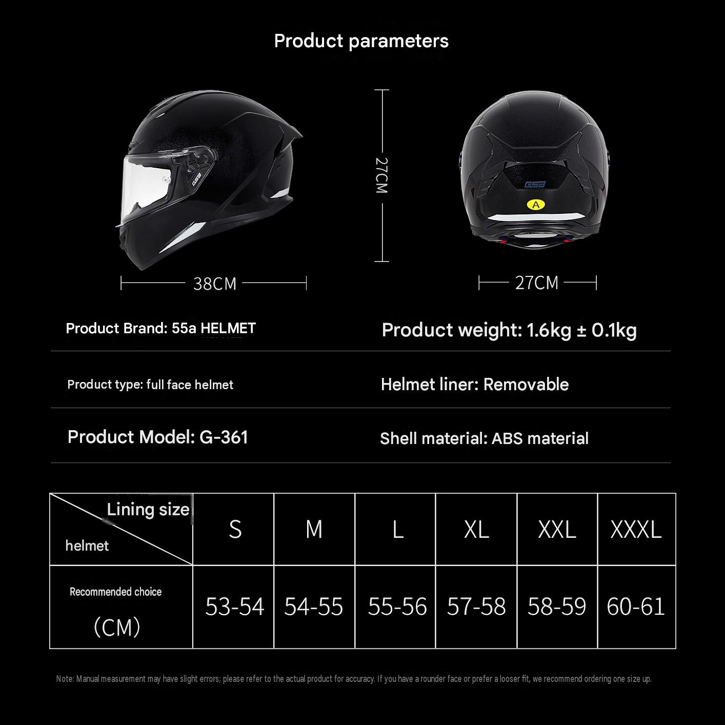 GSB G-361 Full Face Motorcycle Helmet - Urban Racing Aerodynamic Shell -  donclickin
