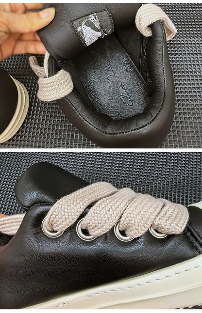 RO Jumbo Lace Padded Low Sneaker - Rick Owen Chunky Leather