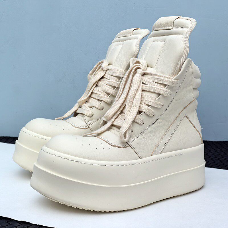 RO Jumbo Lace Geobasket - Rick Owens High-Top Leather Sneakers