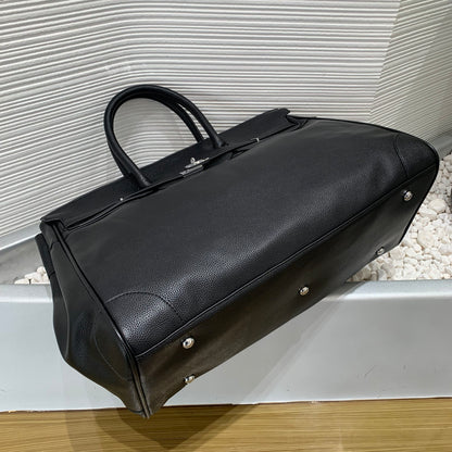 Archive Padlock Weekender - Oversized Lychee Leather Commuter Gym Bag 