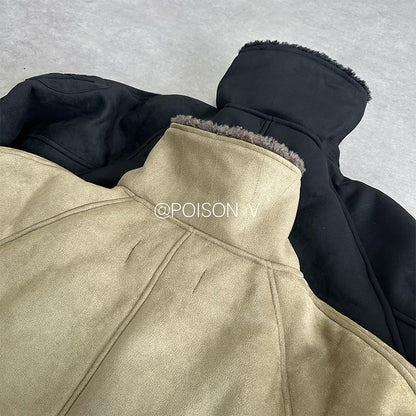 No faith studios Suede Shearling Biker Jacket - Asymmetrical Zip 