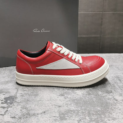 RO 22SS Vintage Leather Low-Top Sneaker Rick Owens - Black/Milk - Size avaliable 35~46 / Dark Red / Leather