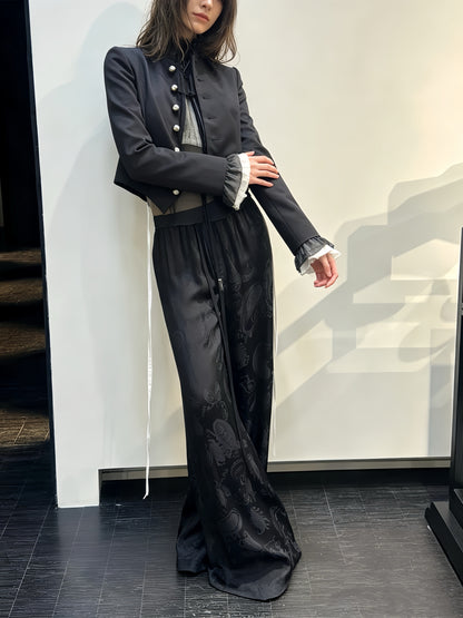 Annd Gothic Napoleon Jacket - Silver Button Cropped Coat - donclickin