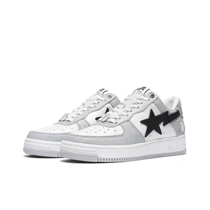 Bape Sta Low Silhouette - Black Patent Leather Skate Sneakers  