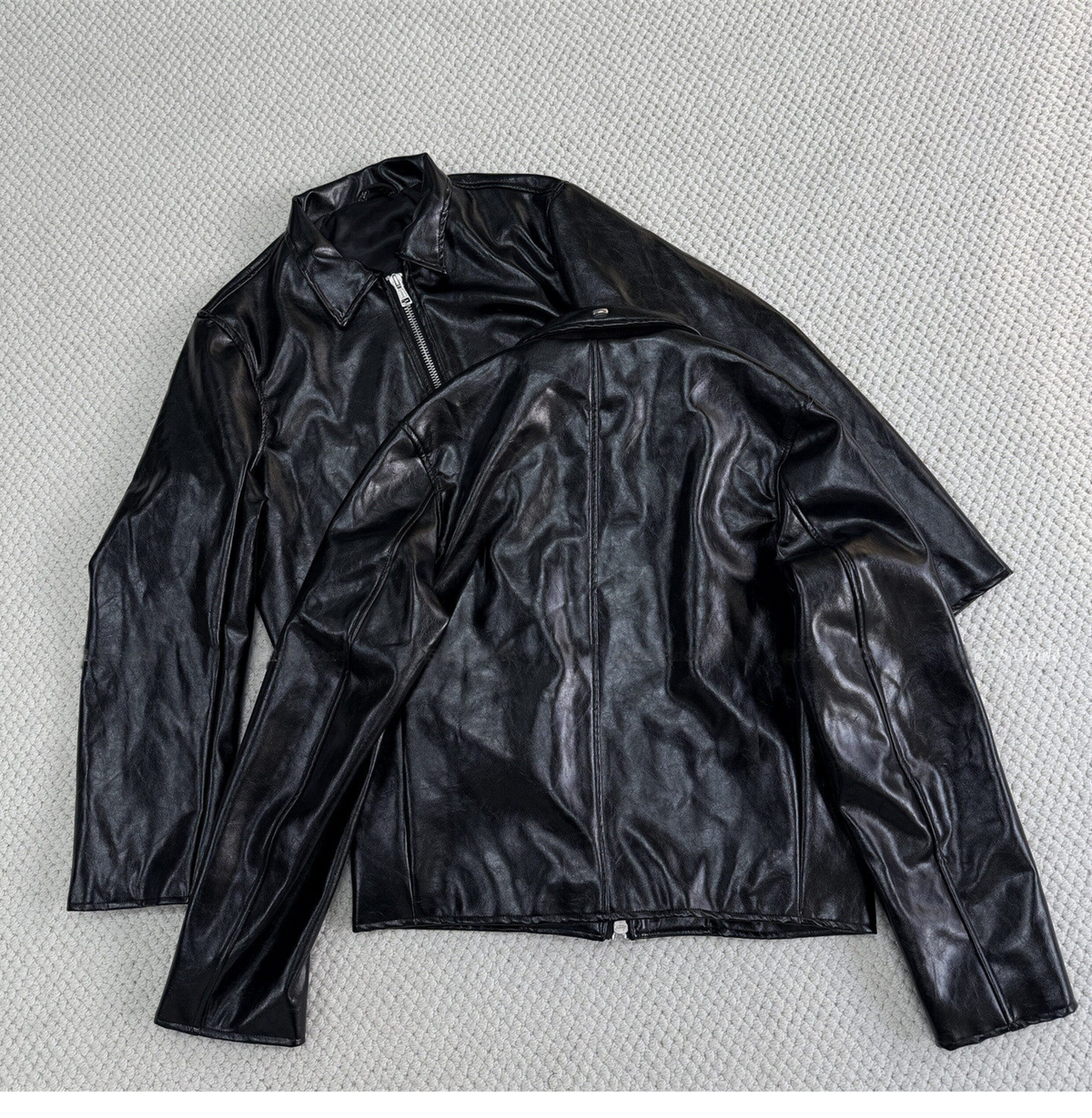 Revised Our Legacy Mini Jacket - Boxy Double-Zip Glossy Cowhide Leather