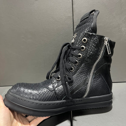 Revised RO Geobasket High-Top - Rick Owens Snake Embossed Leather  