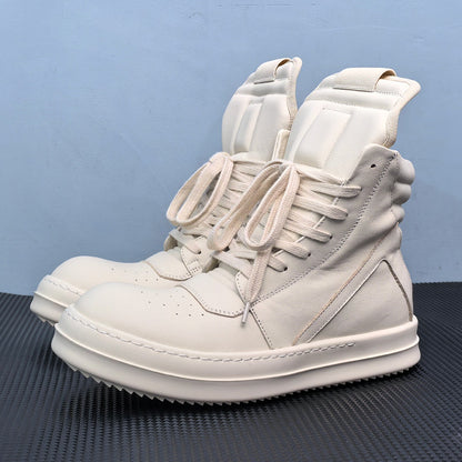 RO Jumbo Lace Geobasket - Rick Owens High-Top Leather Sneakers
