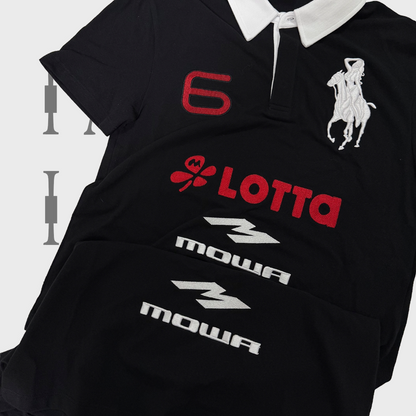 Mowalola ATL Angel Horse Polo - Contrast Collar Slim Embroidered Shirt