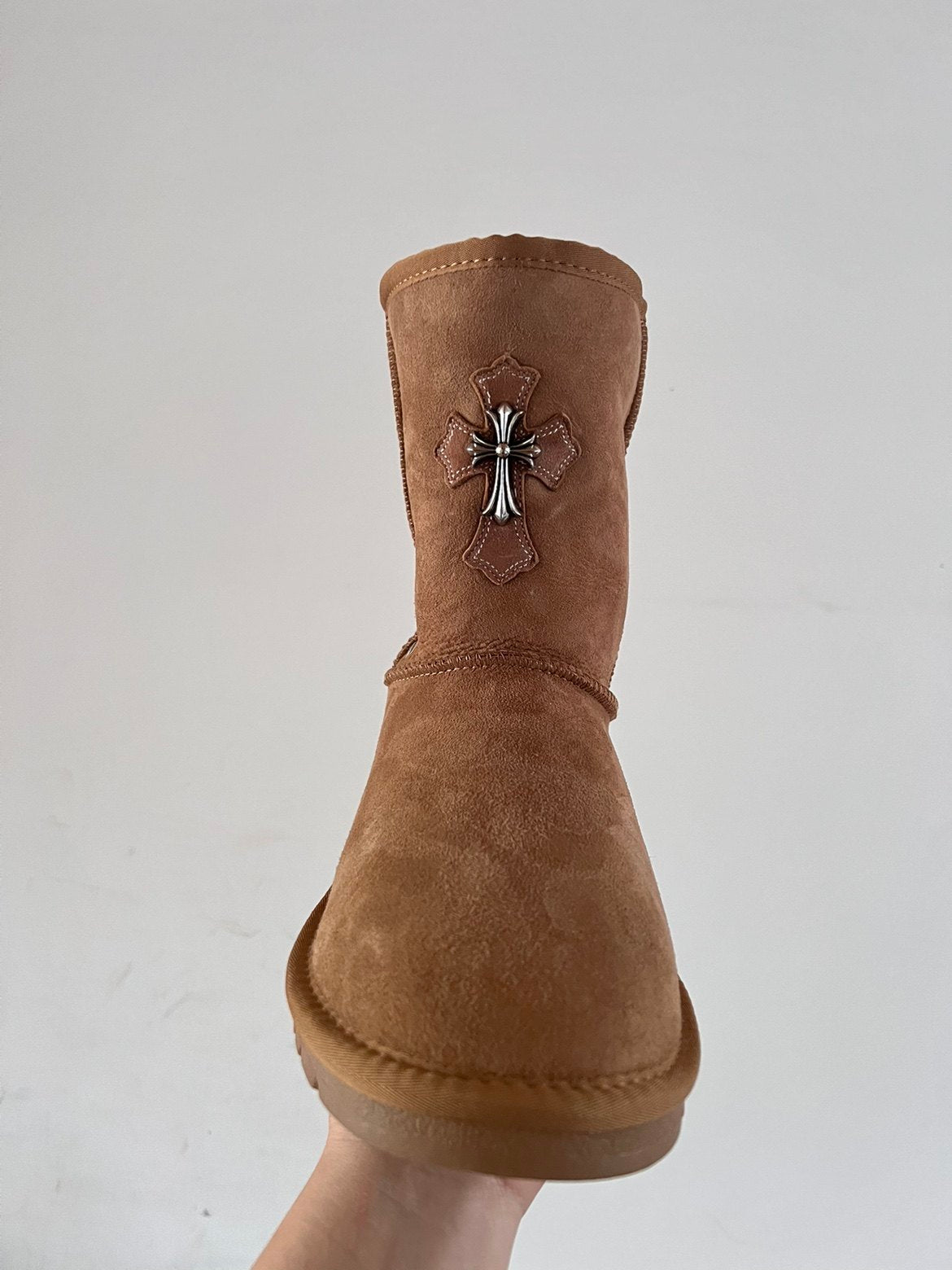 Remake Custom Snow Boots - Sheepskin Mid-Calf with Cross Hardware -  donclickin