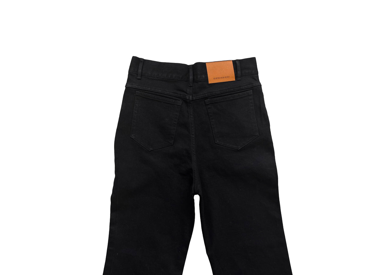 RO Bolan Bootcut Jeans - Rick Owen Brushed Black Stretch Flared Denim