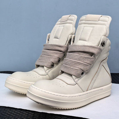 RO Jumbo Lace Geobasket - Rick Owens High-Top Leather Sneakers