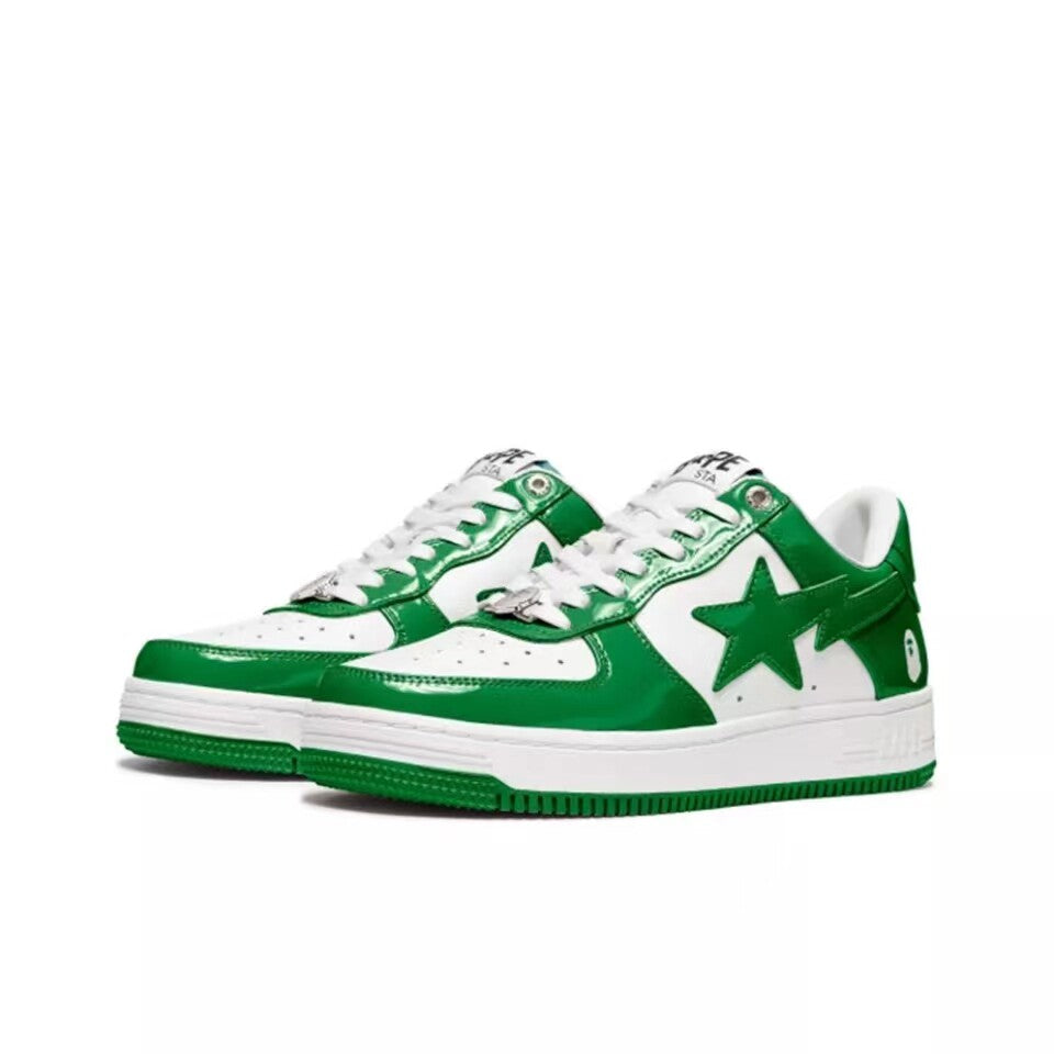 Bape Sta Low Silhouette - Black Patent Leather Skate Sneakers  
