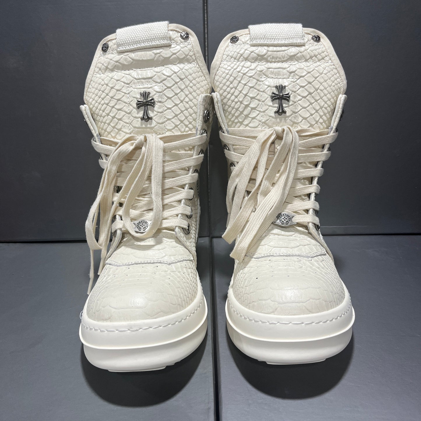 Revised RO Geobasket High-Top - Rick Owens Snake Embossed Leather  