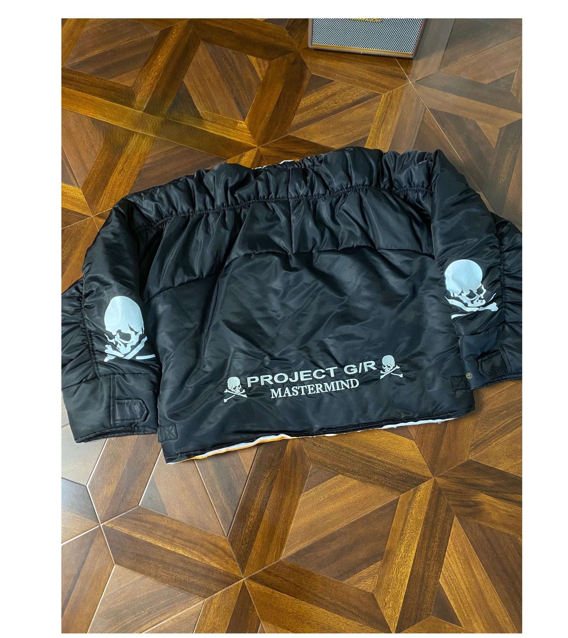 Graliz LEARL Project (G/R) Mastermind Skull Puffer - Collarless Cropped Jacket 