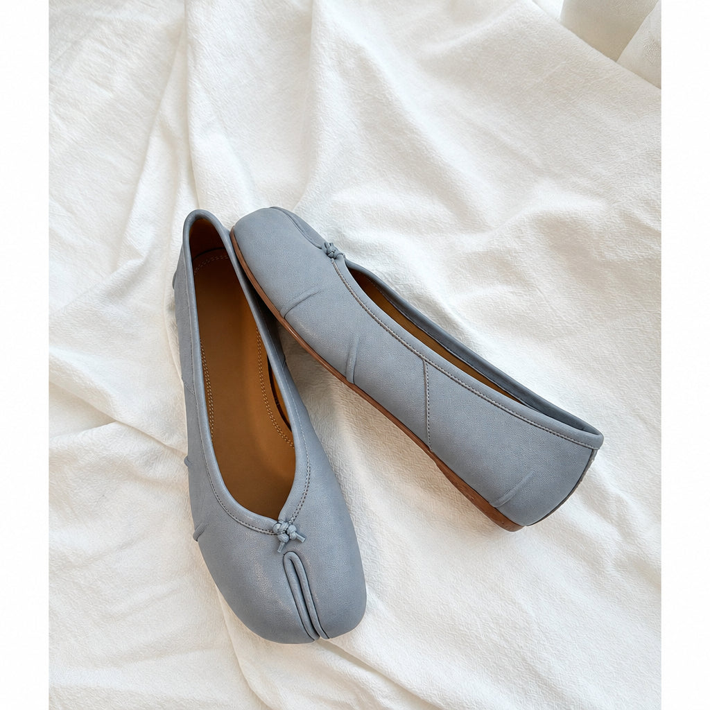 25SS MM6 Slip-On Margiela Tabi Shoes - Buttery Lambskin Split-Toe Ballet Flats