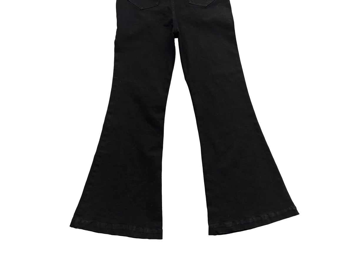 RO Bolan Bootcut Jeans - Rick Owen Brushed Black Stretch Flared Denim