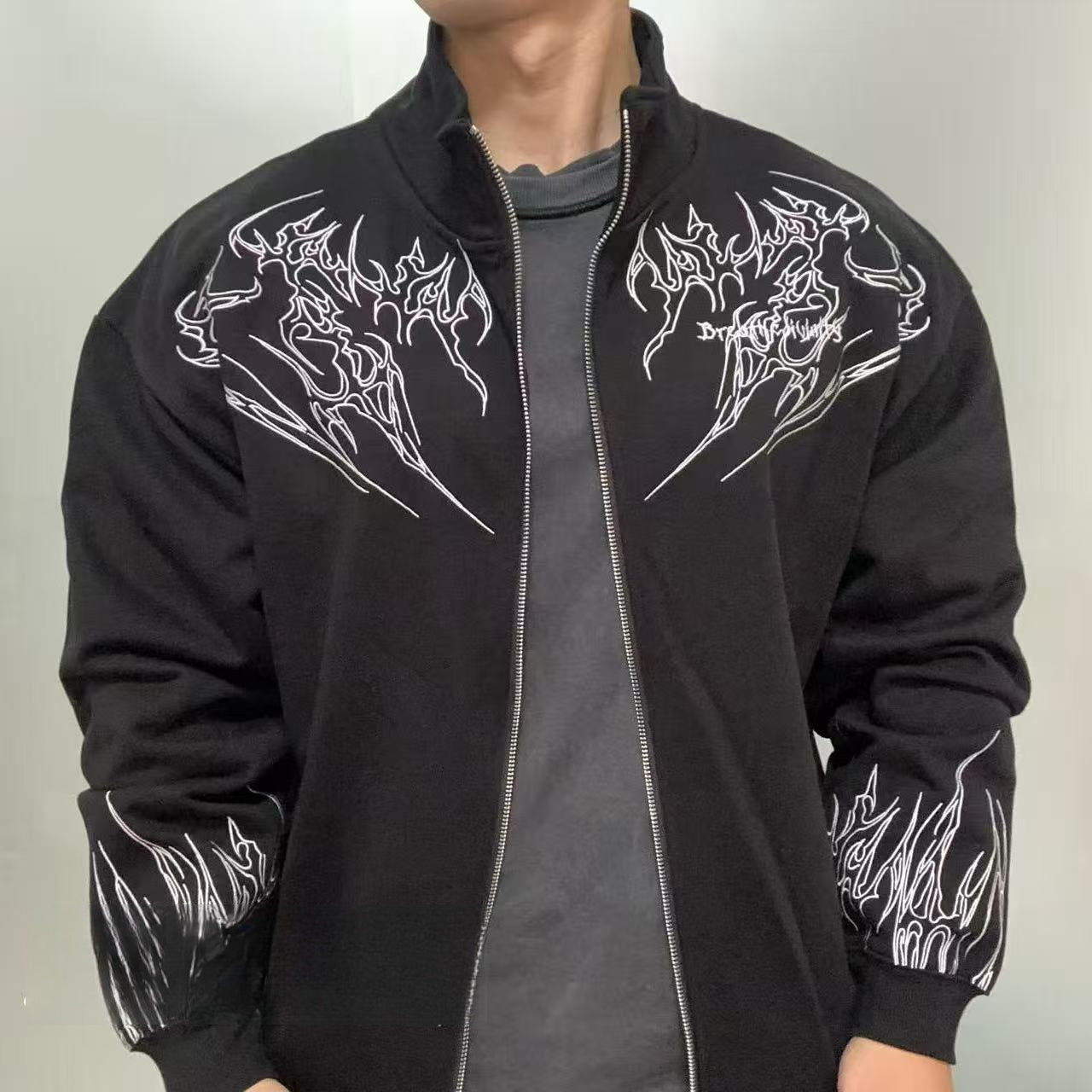 Breathedivinity Heavyweight Embroidered Track Jacket - Stand Collar