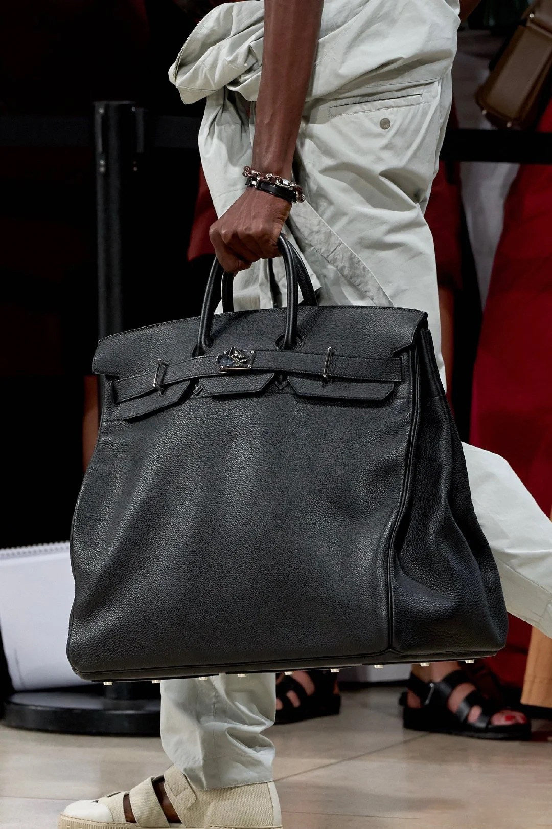Archive Padlock Weekender - Oversized Lychee Leather Commuter Gym Bag 