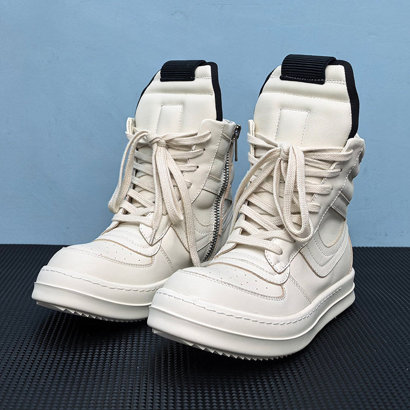 RO Jumbo Lace Geobasket - Rick Owens High-Top Leather Sneakers