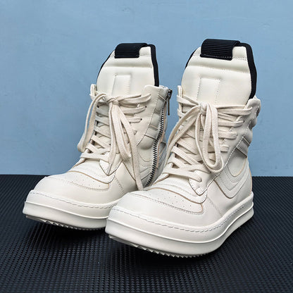 RO Jumbo Lace Geobasket - Rick Owens High-Top Leather Sneakers
