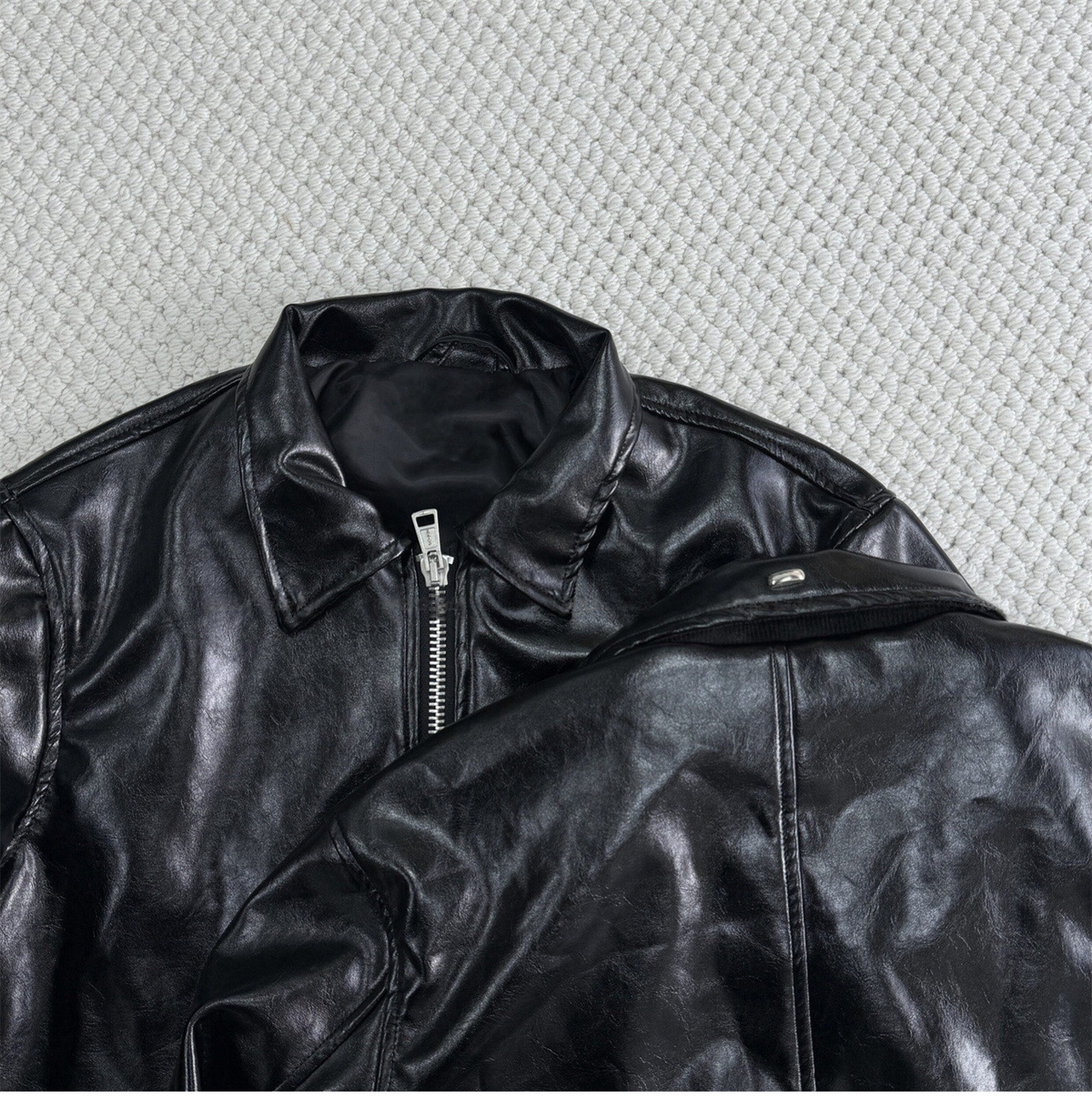 Revised Our Legacy Mini Jacket - Boxy Double-Zip Glossy Cowhide Leather