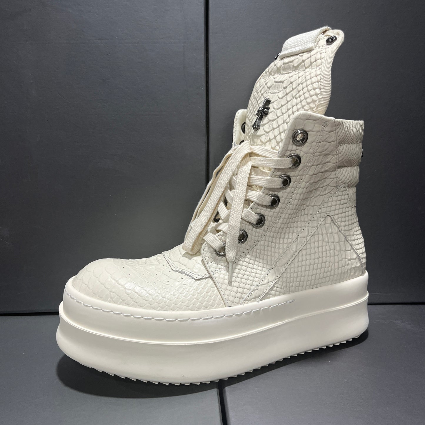 Revised RO Geobasket High-Top - Rick Owens Snake Embossed Leather  